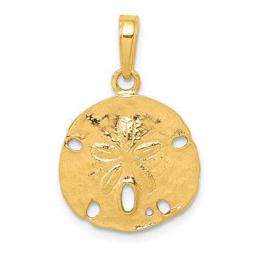 14k Yellow Gold Sand Dollar Pendant Charm - [cklinternational]