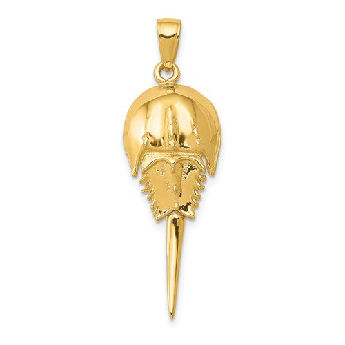 14k yellow gold horseshoe crab moveable pendant charm