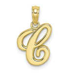 Load image into Gallery viewer, 10K Yellow Gold Script Initial Letter C Cursive Alphabet Pendant Charm
