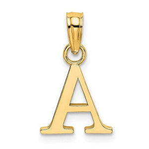 14K Yellow Gold Uppercase Initial Letter A Block Alphabet Pendant Charm