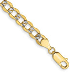 Charger l&#39;image dans la galerie, 14K Yellow Gold with Rhodium 5.2mm Pavé Curb Bracelet Anklet Choker Necklace Pendant Chain with Lobster Clasp
