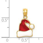 Carregar imagem no visualizador da galeria, 14k Yellow Gold Enamel Santa Hat Christmas Pendant Charm
