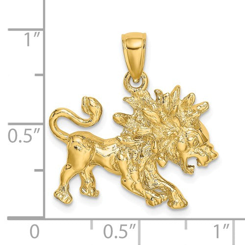 14k Yellow Gold Leo Zodiac Horoscope Large Pendant Charm