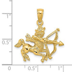 將圖片載入圖庫檢視器 14k Yellow Gold Sagittarius Zodiac Horoscope Large Pendant Charm
