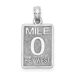 Lataa kuva Galleria-katseluun, 14k White Gold Florida Key West Mile 0 Marker Travel Pendant Charm
