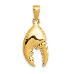 14k Yellow Gold Stone Crab Claw 3D Moveable Pendant Charm