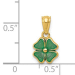 Load image into Gallery viewer, 14k Yellow Gold Green Enamel Good Luck Four Leaf Clover Pendant Charm
