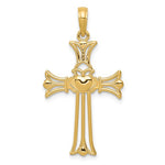 Kép betöltése a galériamegjelenítőbe: 14k Yellow Gold Claddagh Cross Pendant Charm
