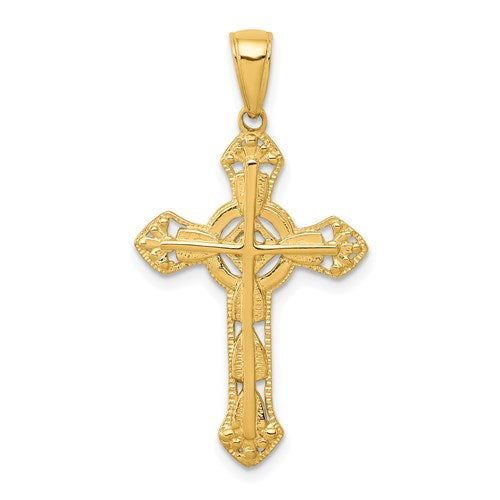 14k Yellow Gold Celtic Cross Pendant Charm - [cklinternational]