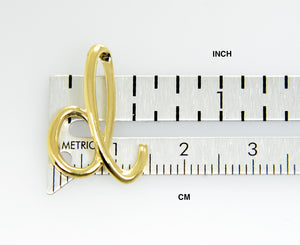 14k Yellow Gold Initial Letter D Cursive Chain Slide Pendant Charm