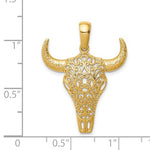 Kép betöltése a galériamegjelenítőbe: 14k Yellow Gold Steer Head Filigree Pendant Charm
