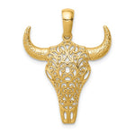 Lataa kuva Galleria-katseluun, 14k Yellow Gold Steer Head Filigree Pendant Charm
