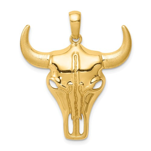 14k Yellow Gold Steer Head Pendant Charm