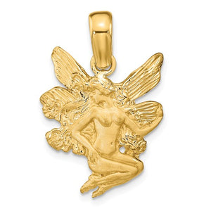 14k Yellow Gold Celestial Fairy Pendant Charm
