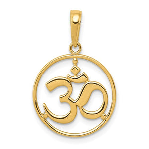 14k Yellow Gold Om Yoga Symbol Pendant Charm