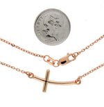 Load image into Gallery viewer, 14k Rose Gold Sideways Curved Cross Necklace 19 Inches
