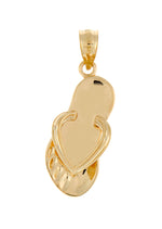 Load image into Gallery viewer, 14k Yellow Gold Flip Flop Slipper Sandal 3D Pendant Charm
