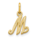 Load image into Gallery viewer, 14k Yellow Gold Script Letter M Initial Alphabet Pendant Charm
