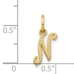 Load image into Gallery viewer, 14k Yellow Gold Script Letter N Initial Alphabet Pendant Charm
