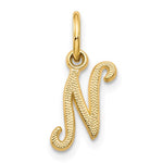 Load image into Gallery viewer, 14k Yellow Gold Script Letter N Initial Alphabet Pendant Charm
