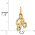 Load image into Gallery viewer, 14k Yellow Gold Script Letter R Initial Alphabet Pendant Charm
