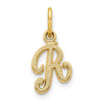 Afbeelding in Gallery-weergave laden, 14k Yellow Gold Script Letter R Initial Alphabet Pendant Charm
