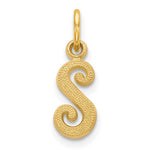 Load image into Gallery viewer, 14k Yellow Gold Script Letter S Initial Alphabet Pendant Charm
