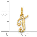 Load image into Gallery viewer, 14k Yellow Gold Script Letter T Initial Alphabet Pendant Charm
