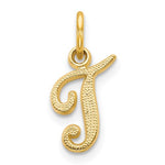 Load image into Gallery viewer, 14k Yellow Gold Script Letter T Initial Alphabet Pendant Charm

