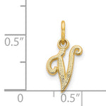 Load image into Gallery viewer, 14k Yellow Gold Script Letter V Initial Alphabet Pendant Charm
