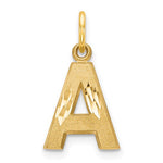 Indlæs billede til gallerivisning 14K Yellow Gold Uppercase Initial Letter A Block Alphabet Satin Pendant Charm

