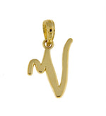 Afbeelding in Gallery-weergave laden, 10K Yellow Gold Script Initial Letter V Cursive Alphabet Pendant Charm
