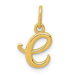 Afbeelding in Gallery-weergave laden, 10K Yellow Gold Lowercase Initial Letter E Script Cursive Alphabet Pendant Charm
