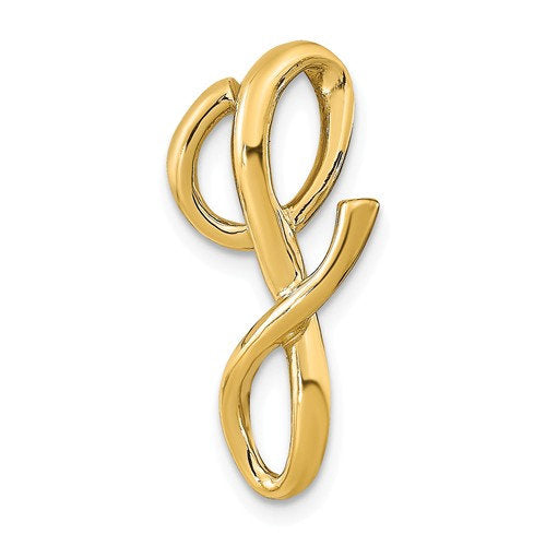14k Yellow Gold Initial Letter G Cursive Chain Slide Pendant Charm