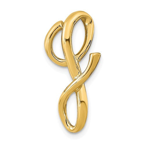 14k yellow gold initial letter g cursive chain slide pendant charm