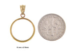 Carica l&#39;immagine nel visualizzatore di Gallery, 14K Yellow Gold Holds 15mm x 0.76mm Coins or United States 1.00 One Dollar Coin Tab Back Frame Pendant Holder
