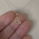 Load and play video in Gallery viewer, 14K Yellow Gold I Heart Love NY New York City Travel Pendant Charm
