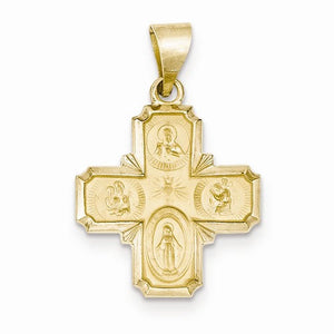 14k Yellow Gold Cross Cruciform Four Way Medal Pendant Charm
