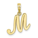 Carregar imagem no visualizador da galeria, 10K Yellow Gold Script Initial Letter M Cursive Alphabet Pendant Charm
