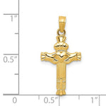 Load image into Gallery viewer, 14K Yellow Gold Celtic Claddagh Cross Pendant Charm

