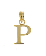 Indlæs billede til gallerivisning 14K Yellow Gold Uppercase Initial Letter P Block Alphabet Pendant Charm
