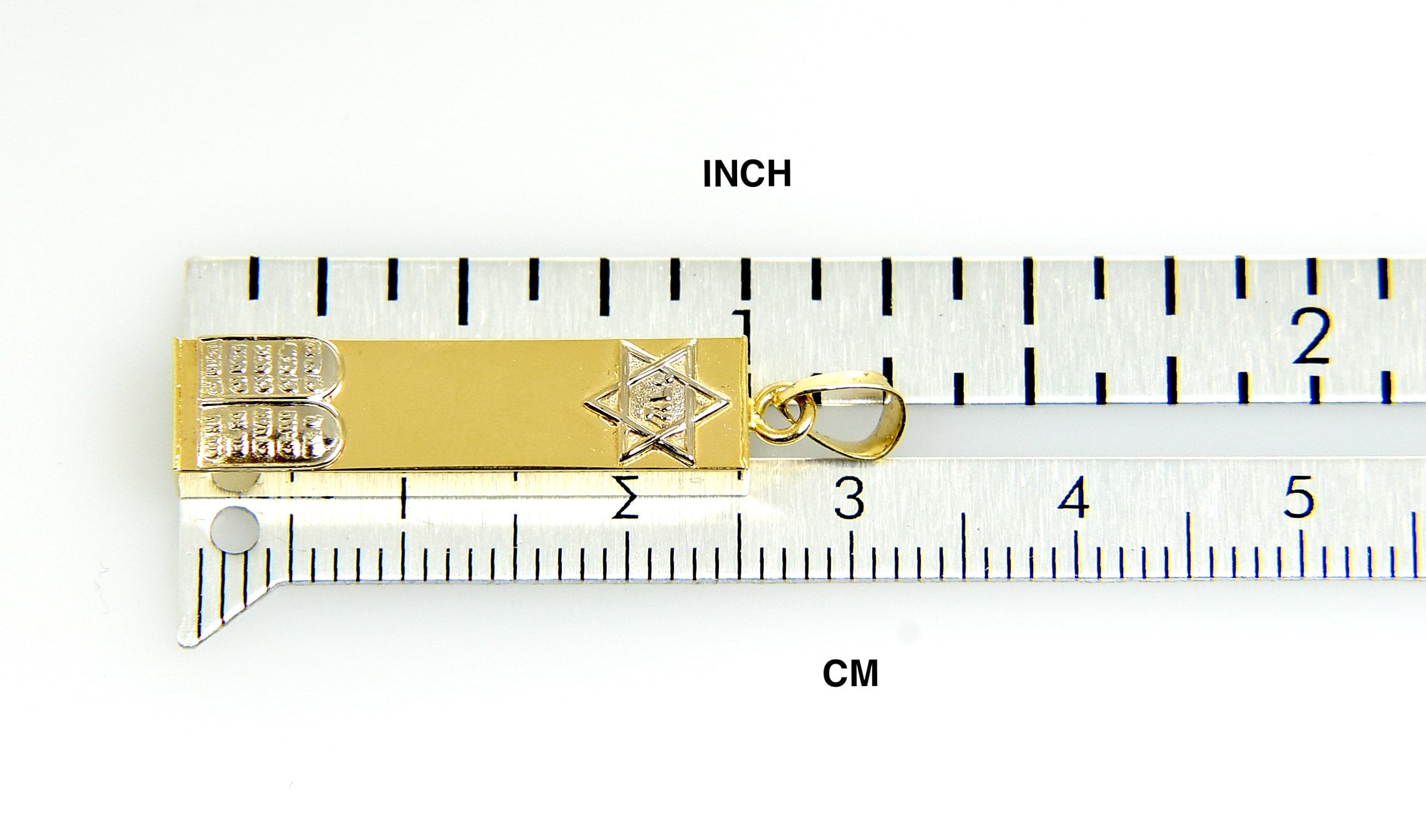 14k Gold Two Tone Mezuzah Star of David Torah Pendant Charm