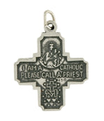 Lataa kuva Galleria-katseluun, Sterling Silver Cruciform Cross Four Way Miraculous Medal Antique Style Pendant Charm
