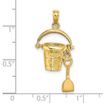 Cargar imagen en el visor de la galería, 14k Yellow Gold Cape Cod Beach Bucket Pail Shovel 3D Pendant Charm
