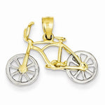 Kép betöltése a galériamegjelenítőbe: 14k Gold Two Tone Bicycle Moveable Pendant Charm
