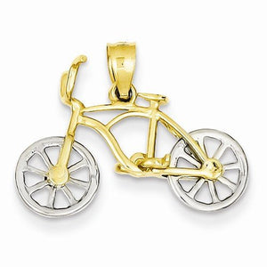 14k Gold Two Tone Bicycle Moveable Pendant Charm