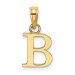 Indlæs billede til gallerivisning 14K Yellow Gold Uppercase Initial Letter B Block Alphabet Pendant Charm
