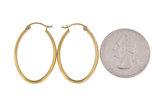 14k Yellow Gold Classic Polished Oval Hoop Earrings