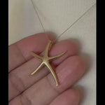 Load and play video in Gallery viewer, 14k Yellow Gold Starfish Chain Slide Large Pendant Charm
