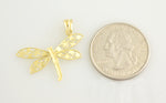 Lataa kuva Galleria-katseluun, 14k Yellow Gold and Rhodium Dragonfly Pendant Charm
